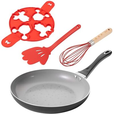 Prestige Disney Non Stick Ceramic Pancake Pan & Utensil Set for Pancake Day – 28cm Non Stick Induction Hob Frying Pan for Crepes, Pancake Turner, Large Multi Pancake Mould, Balloon Whisk Small Prestige Disney Non Stick Ceramic Pancake Pan & Utensil Set for Pancake Day – 28cm Non Stick Induction Hob Frying Pan for Crepes, Pancake Turner, Large Multi Pancake Mould, Balloon Whisk Small