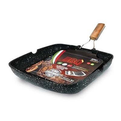 Sicignano Grill Pan 28 x 28 x 4h cm Folding Handle BBQ Sicignano Grill Pan 28 x 28 x 4h cm Folding Handle BBQ
