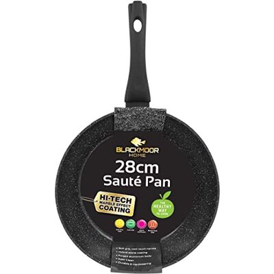 Blackmoor 28cm Saute Pan/Non-Stick Ceramic-Coated, PFAS-Free, Suitable for All Hob Types/Black Classic Range 66199 Blackmoor 28cm Saute Pan/Non-Stick Ceramic-Coated, PFAS-Free, Suitable for All Hob Types/Black Classic Range 66199