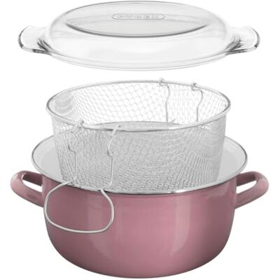 Premier Housewares 0102107 Pink Deep Fryer Basket Durable Steel Wire Construction, Non-Stick Tin Coating, Adjustable Handles, 33 x 27 x 16 Premier Housewares 0102107 Pink Deep Fryer Basket Durable Steel Wire Construction, Non-Stick Tin Coating, Adjustable Handles, 33 x 27 x 16