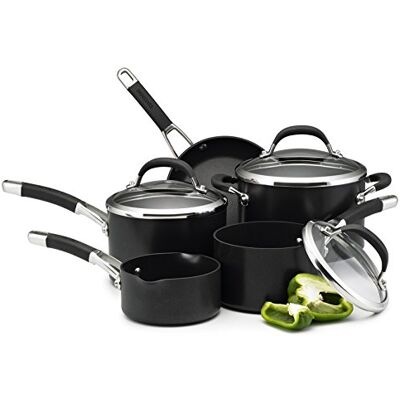 Circulon Premier Professional Induction Hob Pan Set of 5 Non Stick Pots and Pans Set with Glass Lids & Soft Grip Handles, Dishwasher Safe Saucepan Set, Black Circulon Premier Professional Induction Hob Pan Set of 5 Non Stick Pots and Pans Set with Glass Lids & Soft Grip Handles, Dishwasher Safe Saucepan Set, Black