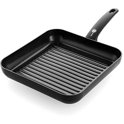 Greenpan Cambridge Healthy Ceramic Nonstick 28 cm Square Griddle Pan, PFAS Free, For all hobs including Induction, Oven Safe up to 160°C, Black Greenpan Cambridge Healthy Ceramic Nonstick 28 cm Square Griddle Pan, PFAS Free, For all hobs including Induction, Oven Safe up to 160°C, Black