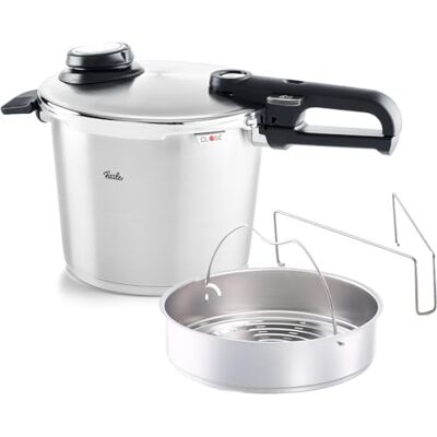 Fissler Vitavit Premium Pressure Cooker 6 L Diameter 22 cm Stainless Steel Steamer 4 Cooking Levels Including Insert Induction,Silver,622-412-06-070/0 Fissler Vitavit Premium Pressure Cooker 6 L Diameter 22 cm Stainless Steel Steamer 4 Cooking Levels Including Insert Induction,Silver,622-412-06-070/0