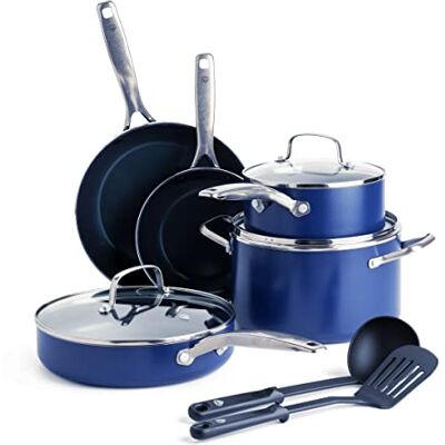 Blue Diamond Cookware CC001602-001 Diamond-Infused, Aluminum Ceramic Non-Stick Coating, Blue Blue Diamond Cookware CC001602-001 Diamond-Infused, Aluminum Ceramic Non-Stick Coating, Blue