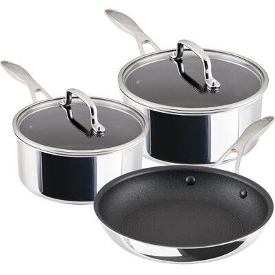 Circulon Scratch Defense Stainless Steel Pan Set: 3 Piece Induction Hob Pan Set with Extreme Non Stick, Induction & All Hob Suitable Circulon Scratch Defense Stainless Steel Pan Set: 3 Piece Induction Hob Pan Set with Extreme Non Stick, Induction & All Hob Suitable