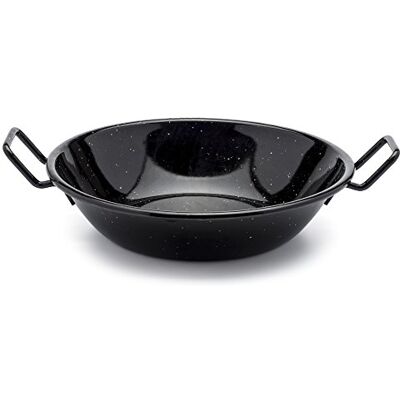 Zinel 4501 Pan Kadai/Wok with Handles, Enamel, Black/White Dots, 20cm Zinel 4501 Pan Kadai/Wok with Handles, Enamel, Black/White Dots, 20cm