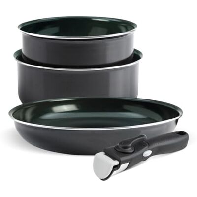 Qdesign Diamond Set of 2 Saucepans and Sauté Pan Diamond-Reinforced Aluminium Non-Stick Removable Handle All Heat Sources Induction Dishwasher Safe Diamond Black, Stackable 16/20/24 cm Qdesign Diamond Set of 2 Saucepans and Sauté Pan Diamond-Reinforced Aluminium Non-Stick Removable Handle All Heat Sources Induction Dishwasher Safe Diamond Black, Stackable 16/20/24 cm