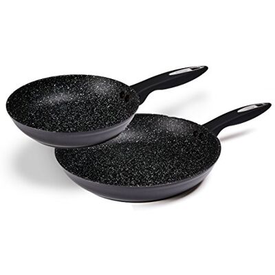 Zyliss E980107 Ultimate Non-Stick 2 x Frying Pans Set, 20cm/8in and 28cm/11in, Forged Aluminium, Black, Rockpearl Plus Non-Stick Technology, Suitable for All Hobs Including Induction Zyliss E980107 Ultimate Non-Stick 2 x Frying Pans Set, 20cm/8in and 28cm/11in, Forged Aluminium, Black, Rockpearl Plus Non-Stick Technology, Suitable for All Hobs Including Induction