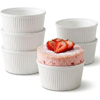Woobroo Ramekins Set of 6, 300ml Porcelain Souffle Dish,11.5cm Creme Brulee Dish for Air Fryer & Oven, Mini Bowl for Dips, Sauces, Snacks and Fruits-White Woobroo Ramekins Set of 6, 300ml Porcelain Souffle Dish,11.5cm Creme Brulee Dish for Air Fryer & Oven, Mini Bowl for Dips, Sauces, Snacks and Fruits-White