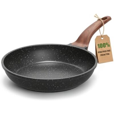 YASHE 28cm Granite Nonstick Frying Pan, Induction Compatible, Non-Toxic Skillet with Stay-Cool Handle Cooking Pan for All Stovetops PFOA/PFOS Free Egg Frying Pan for Pancakes & Bacon YASHE 28cm Granite Nonstick Frying Pan, Induction Compatible, Non-Toxic Skillet with Stay-Cool Handle Cooking Pan for All Stovetops PFOA/PFOS Free Egg Frying Pan for Pancakes & Bacon