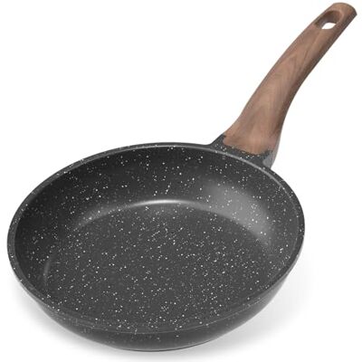 YASHE 20cm Nonstick Frying Pan, Granite Coating Skillet for Eggs, Pancakes and Bacon, Induction Compatible, Easy to Clean, PFOA-Free with Stay-Cool Handle,Black YASHE 20cm Nonstick Frying Pan, Granite Coating Skillet for Eggs, Pancakes and Bacon, Induction Compatible, Easy to Clean, PFOA-Free with Stay-Cool Handle,Black