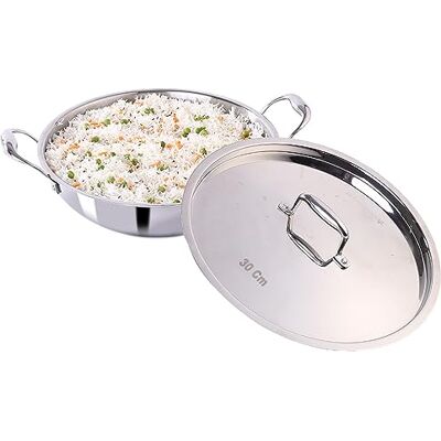 Wonderchef Nigella Triply Kadhai with SS Lid 30 cm Wonderchef Nigella Triply Kadhai with SS Lid 30 cm