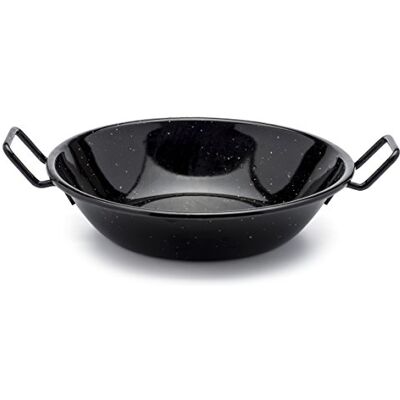 Zinel 4503 Pan Kadai/Wok with Handles, Enamel, Black/White Dots, 24cm Zinel 4503 Pan Kadai/Wok with Handles, Enamel, Black/White Dots, 24cm