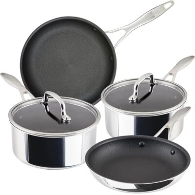 Circulon Scratch Defense Stainless Steel Pan Set: 4 Piece Induction Hob Frying Pans and Saucepans Set with Extreme Non Stick, Induction & All Hob Suitable Circulon Scratch Defense Stainless Steel Pan Set: 4 Piece Induction Hob Frying Pans and Saucepans Set with Extreme Non Stick, Induction & All Hob Suitable
