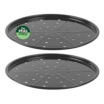Salter Brilliance Pizza Pan Set – 2 x Round Baking Trays, Vitreous Enamel Non-Stick Coated Steel, Dishwasher Safe, Made in the UK, 33 x 33 x 1.5cm, PFAS-Free, for Pizza/Garlic Bread, Black Speckled Salter Brilliance Pizza Pan Set – 2 x Round Baking Trays, Vitreous Enamel Non-Stick Coated Steel, Dishwasher Safe, Made in the UK, 33 x 33 x 1.5cm, PFAS-Free, for Pizza/Garlic Bread, Black Speckled