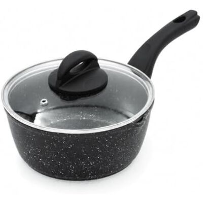 Blackmoor 20cm Saucepan with Tempered Glass Lid/Cool Touch Handle/Non-Stick Ceramic-Coated, PFAS-Free, Suitable for All Hob Types/Black Classic 65820 Blackmoor 20cm Saucepan with Tempered Glass Lid/Cool Touch Handle/Non-Stick Ceramic-Coated, PFAS-Free, Suitable for All Hob Types/Black Classic 65820