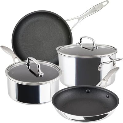 Circulon Scratch Defense Stainless Steel Pan Set: 4 Piece Induction Hob Pan Set with Extreme Non Stick, Induction & All Hob Suitable Circulon Scratch Defense Stainless Steel Pan Set: 4 Piece Induction Hob Pan Set with Extreme Non Stick, Induction & All Hob Suitable