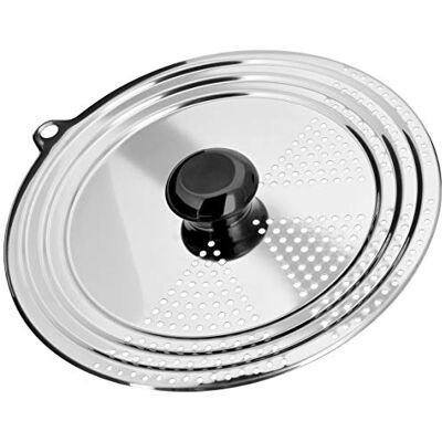 Judge Universal Draining Saucepan Lid, Stainless Steel, Fits 16cm, 18cm, 20cm and 22cm Saucepans Judge Universal Draining Saucepan Lid, Stainless Steel, Fits 16cm, 18cm, 20cm and 22cm Saucepans