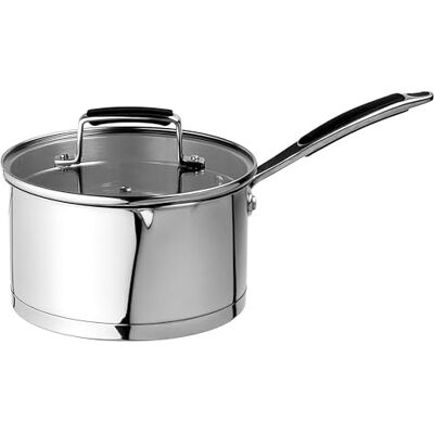 Prochef Stainless Steel Saucepan with Glass Lid, 18cm Diameter, 10.5cm Height, 2L Capacity, Induction Compatible, Oven Safe, Dishwasher Safe, 15 Year Warranty, Silver Prochef Stainless Steel Saucepan with Glass Lid, 18cm Diameter, 10.5cm Height, 2L Capacity, Induction Compatible, Oven Safe, Dishwasher Safe, 15 Year Warranty, Silver