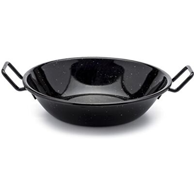 Zinel 4502 Pan Kadai/Wok with Handles, Enamel, Black/White Dots, 22cm Zinel 4502 Pan Kadai/Wok with Handles, Enamel, Black/White Dots, 22cm