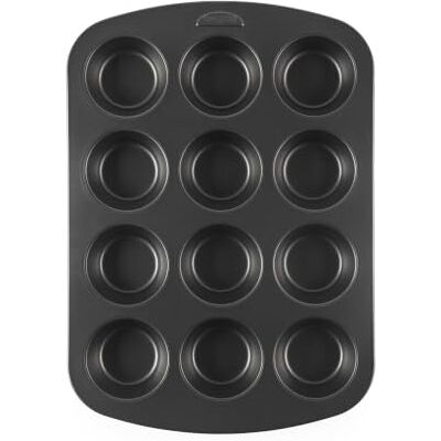 Salter Recycled Bakeware Muffin Tray, 12 Cup, Carbon Steel Non-Stick Coating, 100% Recycled Materials, Even Heat Distribution, Oven Safe To 220°C, For Cupcakes And Muffins Salter Recycled Bakeware Muffin Tray, 12 Cup, Carbon Steel Non-Stick Coating, 100% Recycled Materials, Even Heat Distribution, Oven Safe To 220°C, For Cupcakes And Muffins
