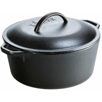 Lodge Dutch Oven, 5 qt, Black, 17L8DOL3 Lodge Dutch Oven, 5 qt, Black, 17L8DOL3