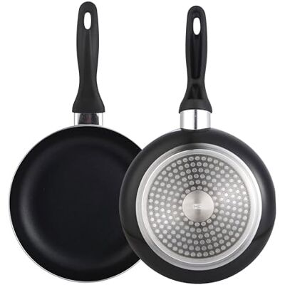 WELL HOME MOBILIARIO & DECORACIÓN Set of Non-Stick Frying Pans Ø28x5cm, Induction, in Pressed Aluminium, Black WELL HOME MOBILIARIO & DECORACIÓN Set of Non-Stick Frying Pans Ø28x5cm, Induction, in Pressed Aluminium, Black