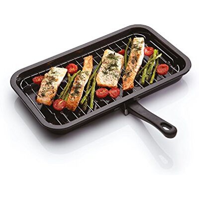 KitchenCraft Universal Enamel Grill Pan with Detachable Handle, 4 x 23 cm (15.5" x 9") Black KitchenCraft Universal Enamel Grill Pan with Detachable Handle, 4 x 23 cm (15.5" x 9") Black