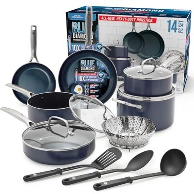 Blue Diamond CC001951-001 Diamond Infused, Ceramic/PFAS Free Nonstick/Aluminum/Stainless Steel Blue Diamond CC001951-001 Diamond Infused, Ceramic/PFAS Free Nonstick/Aluminum/Stainless Steel