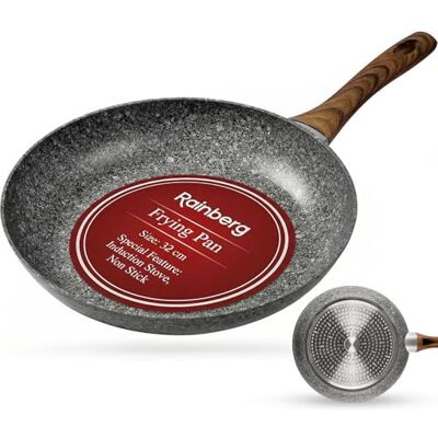 Rainberg 32cm Non Stick Frying Pan, Granite Frying Pan Nonstick Coating, Anti-Scratch, Durable Stove Compatible, Induction Frying Pan (32cm) Rainberg 32cm Non Stick Frying Pan, Granite Frying Pan Nonstick Coating, Anti-Scratch, Durable Stove Compatible, Induction Frying Pan (32cm)