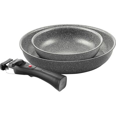 BALLARINI Torre Ceramic Coated Frying Pan Set, 20 + 28 cm, Suitable for Induction, Removable Handle, Aluminium BALLARINI Torre Ceramic Coated Frying Pan Set, 20 + 28 cm, Suitable for Induction, Removable Handle, Aluminium