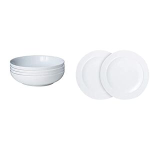 Denby 11048944 White by 4 Piece Pasta Bowl Set & 11048904 White by 2 Piece Medium Plate Set