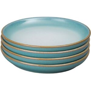 Denby Azure Haze Blue Coupe Small Plates Set of 4 Stoneware Ceramic Plates for Everyday Use Dishwasher, Oven, Microwave, and Freezer Safe Blue, White Reactive Gradient Glaze Chip Resistant Denby Azure Haze Blue Coupe Small Plates Set of 4 Stoneware Ceramic Plates for Everyday Use Dishwasher, Oven, Microwave, and Freezer Safe Blue, White Reactive Gradient Glaze Chip Resistant