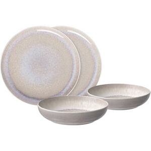 Villeroy & Boch Perlemor porcelain plate set, 4 pces., tableware set for 2 people, beige Villeroy & Boch Perlemor porcelain plate set, 4 pces., tableware set for 2 people, beige