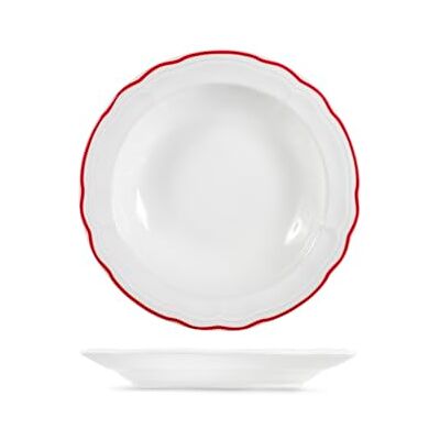 H&H Set of 6 Jade Stoneware Soup Plates, Diameter 20 cm Red Rim Durable Plates for First Courses Dishwasher and Microwave Safe H&H Set of 6 Jade Stoneware Soup Plates, Diameter 20 cm Red Rim Durable Plates for First Courses Dishwasher and Microwave Safe