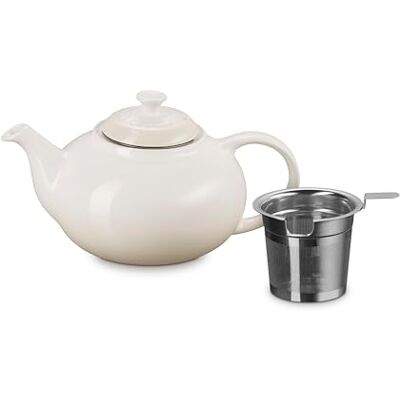 LE CREUSET Stoneware Teapot with Stainless Steel Infuser, 1.3l, Meringue LE CREUSET Stoneware Teapot with Stainless Steel Infuser, 1.3l, Meringue