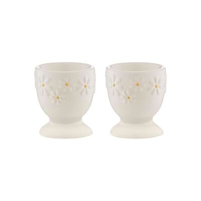 Kensington Daisy Set of 2 Egg Cups Ceramic Egg Holders with Embossed Daisy Design Dishwasher & Microwave Safe Kensington Daisy Set of 2 Egg Cups Ceramic Egg Holders with Embossed Daisy Design Dishwasher & Microwave Safe