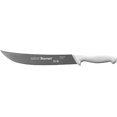 Starrett Professional Stainless Steel Chefs Steak Knives Wide Curved Profile 10-inch (250mm) White Handle Starrett Professional Stainless Steel Chefs Steak Knives Wide Curved Profile 10-inch (250mm) White Handle