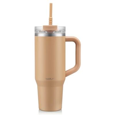 Bodum Travel Mug Tumbler 1.2 L Iced Vanilla Latte Metal Water Bottle with Straw, Handle and Lid Dishwasher Safe for Cold Drinks and Warm Coffee Bodum Travel Mug Tumbler 1.2 L Iced Vanilla Latte Metal Water Bottle with Straw, Handle and Lid Dishwasher Safe for Cold Drinks and Warm Coffee