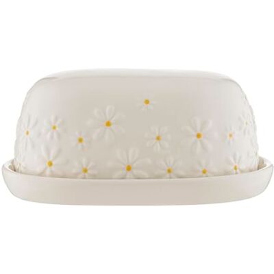 Kensington Daisy Butter Dish Ceramic Butter Keeper with Embossed Daisy Design Cream Glaze Kitchen Butter Storage Kensington Daisy Butter Dish Ceramic Butter Keeper with Embossed Daisy Design Cream Glaze Kitchen Butter Storage
