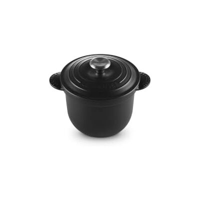 LE CREUSET Enameled Cast Iron Rice Pot with Stoneware Insert, 18cm, Matte Black, 41110180000460 LE CREUSET Enameled Cast Iron Rice Pot with Stoneware Insert, 18cm, Matte Black, 41110180000460