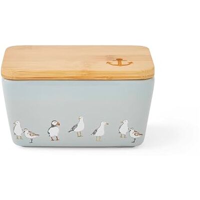 Cooksmart Butter Dish with Lid Large Ceramic Butter Dish for All Types of Kitchens Coastal Birds Cooksmart Butter Dish with Lid Large Ceramic Butter Dish for All Types of Kitchens Coastal Birds