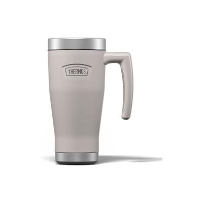 Thermos Icon Sandstone Travel Mug (470ml), Reusable Insulated Stainless Steel Coffee Cup for Hot or Cold Drinks, Vacuum Sealed Water Flask with a Leak-Proof Lid, 7hr Hot/22hr Cold Thermos Icon Sandstone Travel Mug (470ml), Reusable Insulated Stainless Steel Coffee Cup for Hot or Cold Drinks, Vacuum Sealed Water Flask with a Leak-Proof Lid, 7hr Hot/22hr Cold