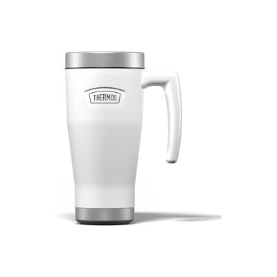 Thermos Icon Ice White Travel Mug (470ml), Reusable Insulated Stainless Steel Coffee Cup for Hot or Cold Drinks, Vacuum Sealed Water Flask with a Leak-Proof Lid, 7hr Hot/22hr Cold Thermos Icon Ice White Travel Mug (470ml), Reusable Insulated Stainless Steel Coffee Cup for Hot or Cold Drinks, Vacuum Sealed Water Flask with a Leak-Proof Lid, 7hr Hot/22hr Cold