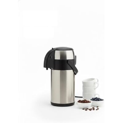 Acense Pump Action Airpot, Stainless Steel Dispenser with Vacuum Pump, Double Wall Insulated Coffee & Tea Urn with Safety Lock & Carry (3.0 Litre) Acense Pump Action Airpot, Stainless Steel Dispenser with Vacuum Pump, Double Wall Insulated Coffee & Tea Urn with Safety Lock & Carry (3.0 Litre)