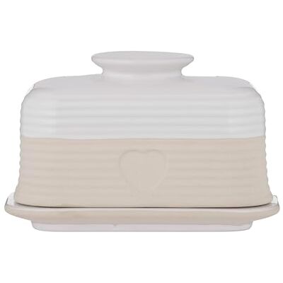 Mason Cash Rustic Charm Butter Dish Stoneware Dish with Debossed Heart Motif Elegant Matt & Gloss Finish Fits Up to 500g of Butter Durable & Dishwasher Safe Mason Cash Rustic Charm Butter Dish Stoneware Dish with Debossed Heart Motif Elegant Matt & Gloss Finish Fits Up to 500g of Butter Durable & Dishwasher Safe