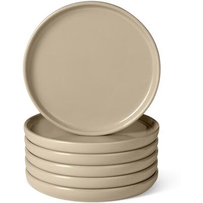 Amazon Basics Glazed Stoneware Salad Plates, 6-Piece Set, 21.1cm, Microwave and Dishwasher-Safe, Linen Gray Amazon Basics Glazed Stoneware Salad Plates, 6-Piece Set, 21.1cm, Microwave and Dishwasher-Safe, Linen Gray