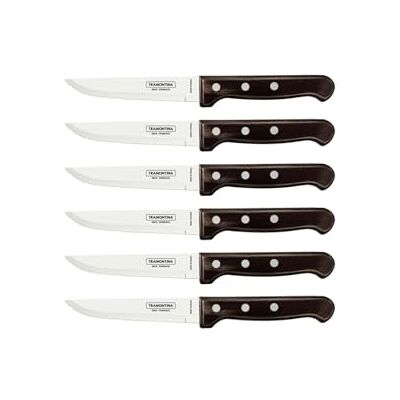 Tramontina 6 PC. Dishwasher Safe Steak Knives (Wooden Handles) Tramontina 6 PC. Dishwasher Safe Steak Knives (Wooden Handles)