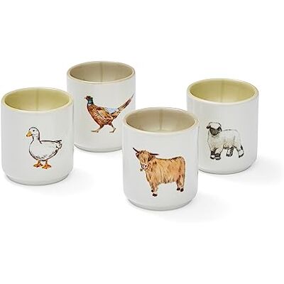 Cooksmart British Designed Pack of 4 Stackable Egg Cups Ceramic Egg Cup for Breakfast Egg Poacher Cups for All Types of Kitchen Buttercup Farm Cooksmart British Designed Pack of 4 Stackable Egg Cups Ceramic Egg Cup for Breakfast Egg Poacher Cups for All Types of Kitchen Buttercup Farm