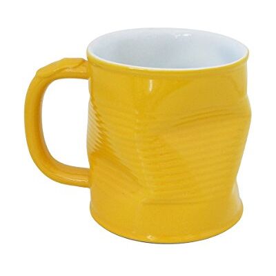 MondoCeram Artis Squashed Tin Can Mug Yellow 7.8oz/220ml, Single MondoCeram Artis Squashed Tin Can Mug Yellow 7.8oz/220ml, Single